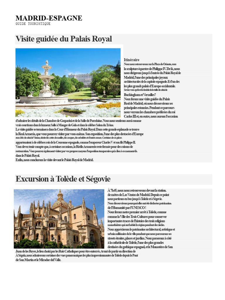 Guide Touristique de Madrid et Excursions | PDF | Madrid | Championnat ...
