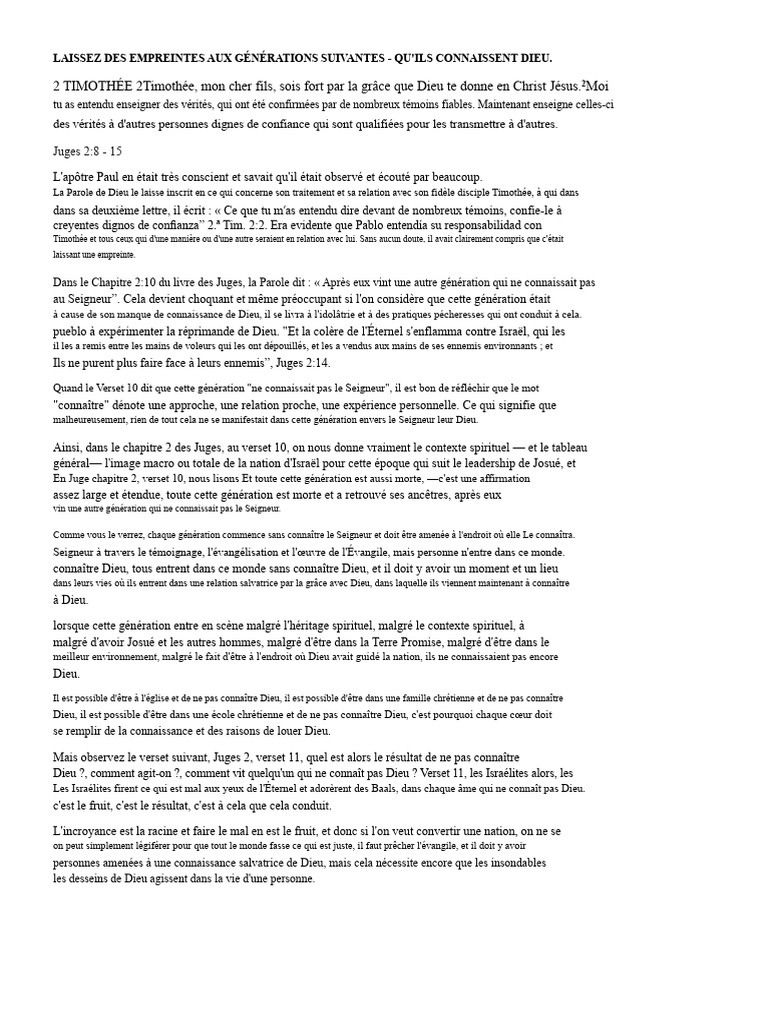 Transmettre la connaissance de Dieu | PDF | Dieu | Diable