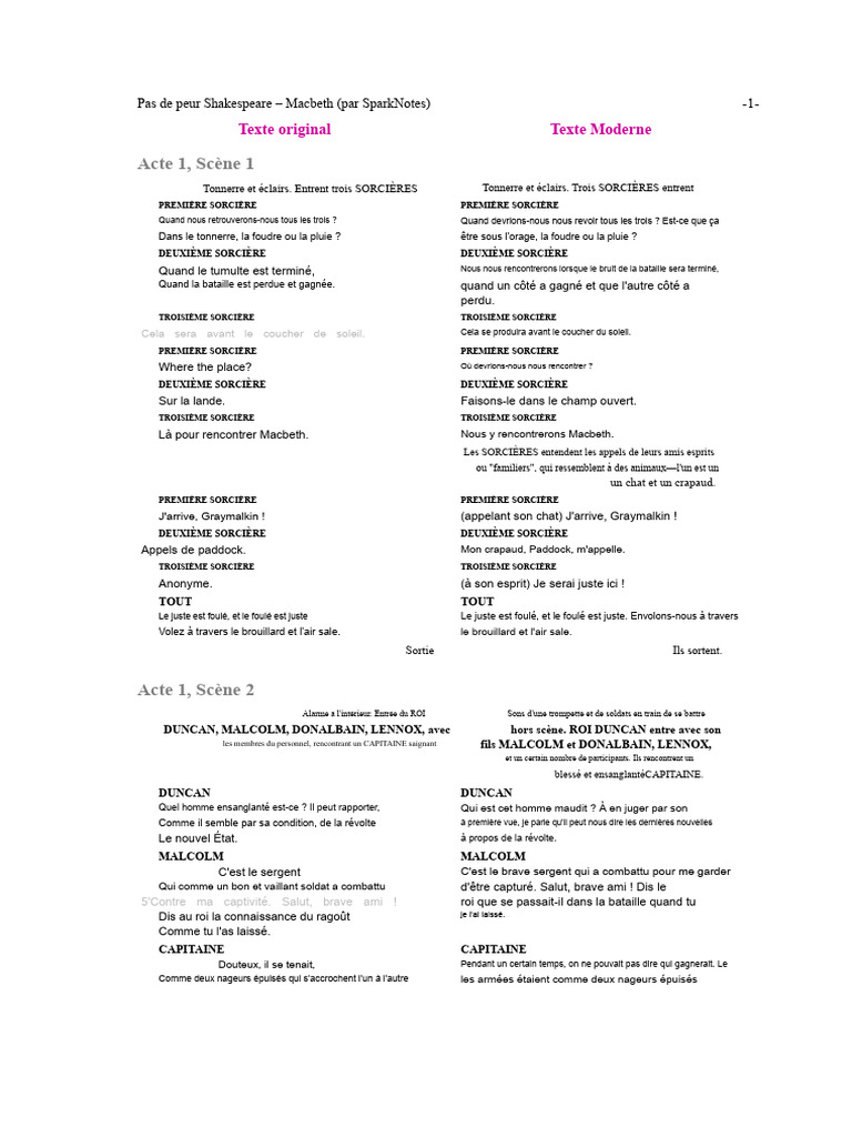 Analyse de Macbeth par SparkNotes | PDF | MacBeth | Tragédies de ...