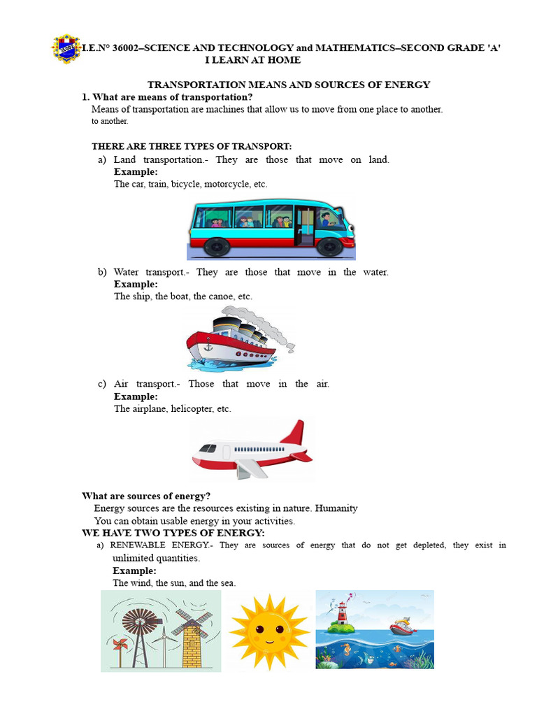 Means of Transportation and Sources of Energy | PDF