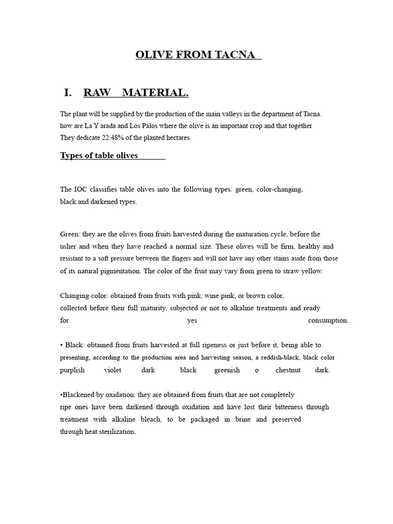 OLIVE FROM TACNA | PDF | Olive | Fermentation