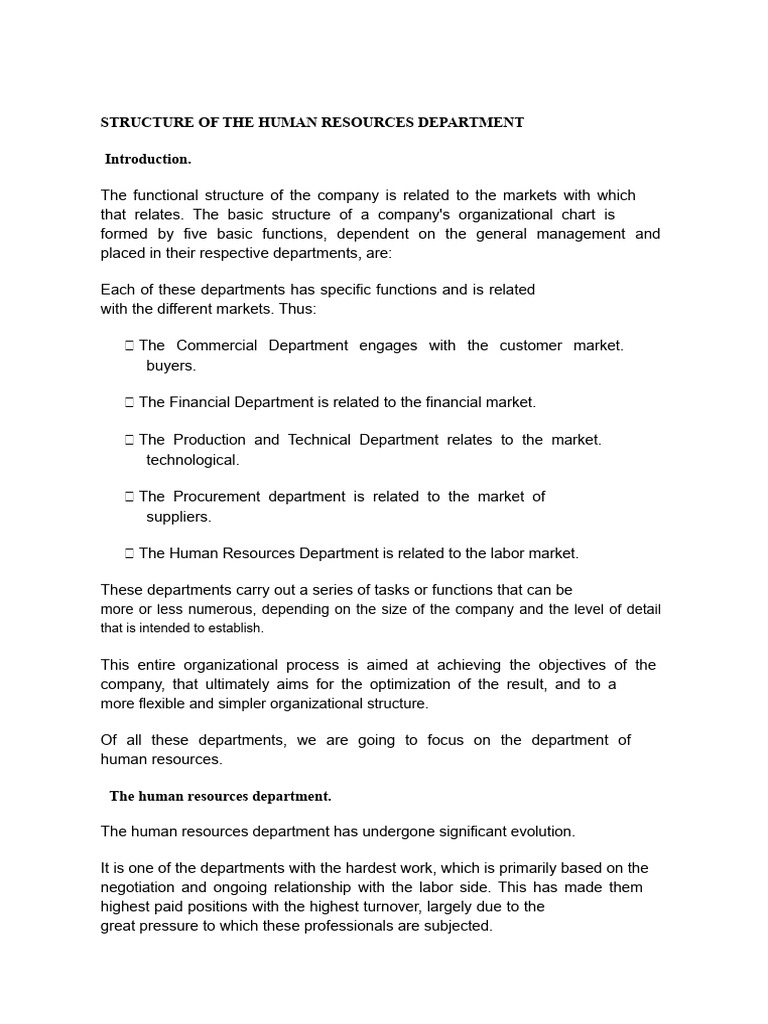 Human Resources Department Functions | PDF | Human Resource Management ...
