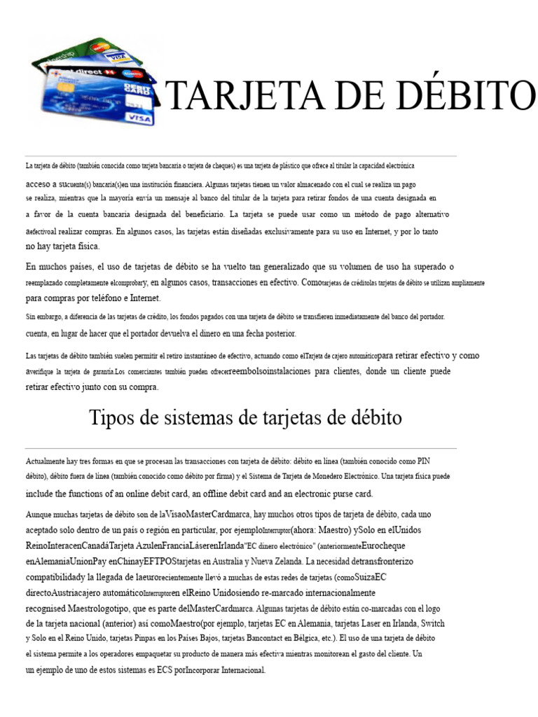 Guía Completa sobre Tarjetas de Débito | PDF | Tarjeta de débito ...