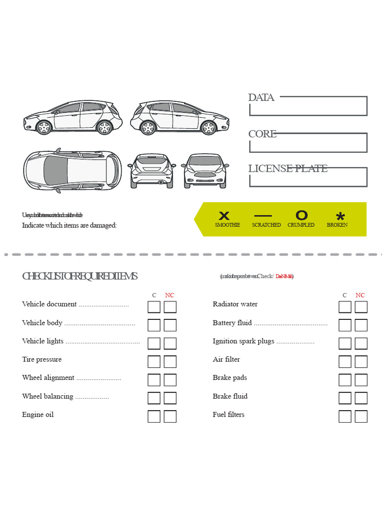 Vehicle Condition Checklist Guide | PDF
