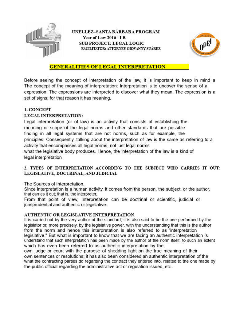 Logic - Group No. 2 General Aspects of Legal Interpretation | PDF ...
