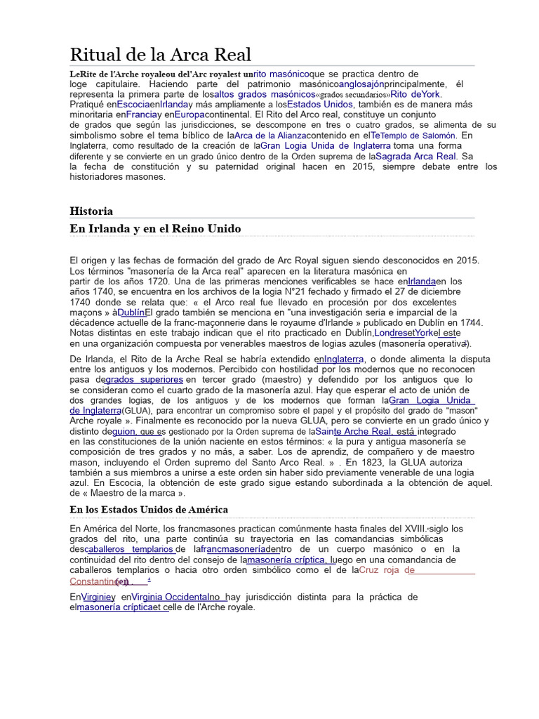 Historia del Ritual de la Arca Real | PDF | Masonería | Antropología ...