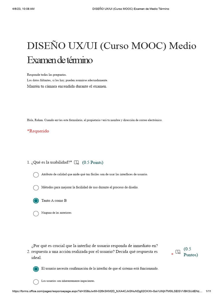 Examen de Medio Término en Diseño UX/UI | PDF | Usabilidad ...