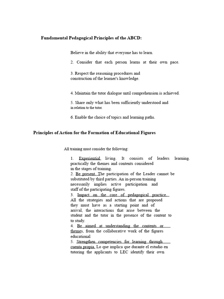 Pedagogical Principles of ABCD and Action | PDF