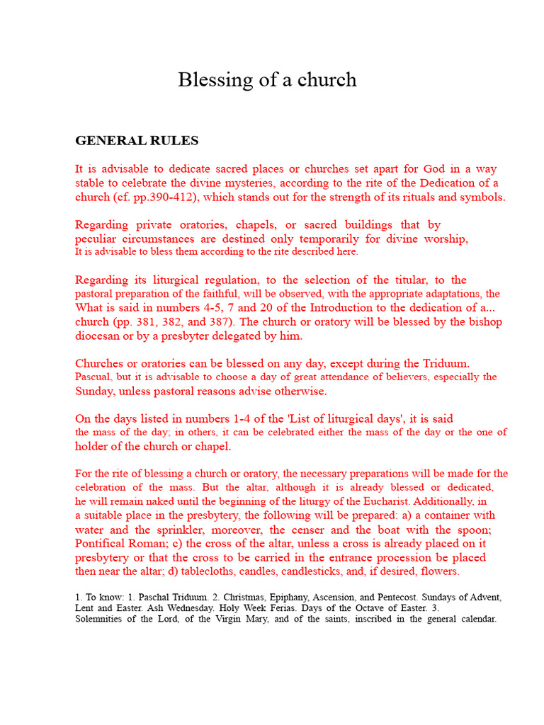 Church Blessing Ceremony Guidelines | PDF | Altar | Mass (Liturgy)