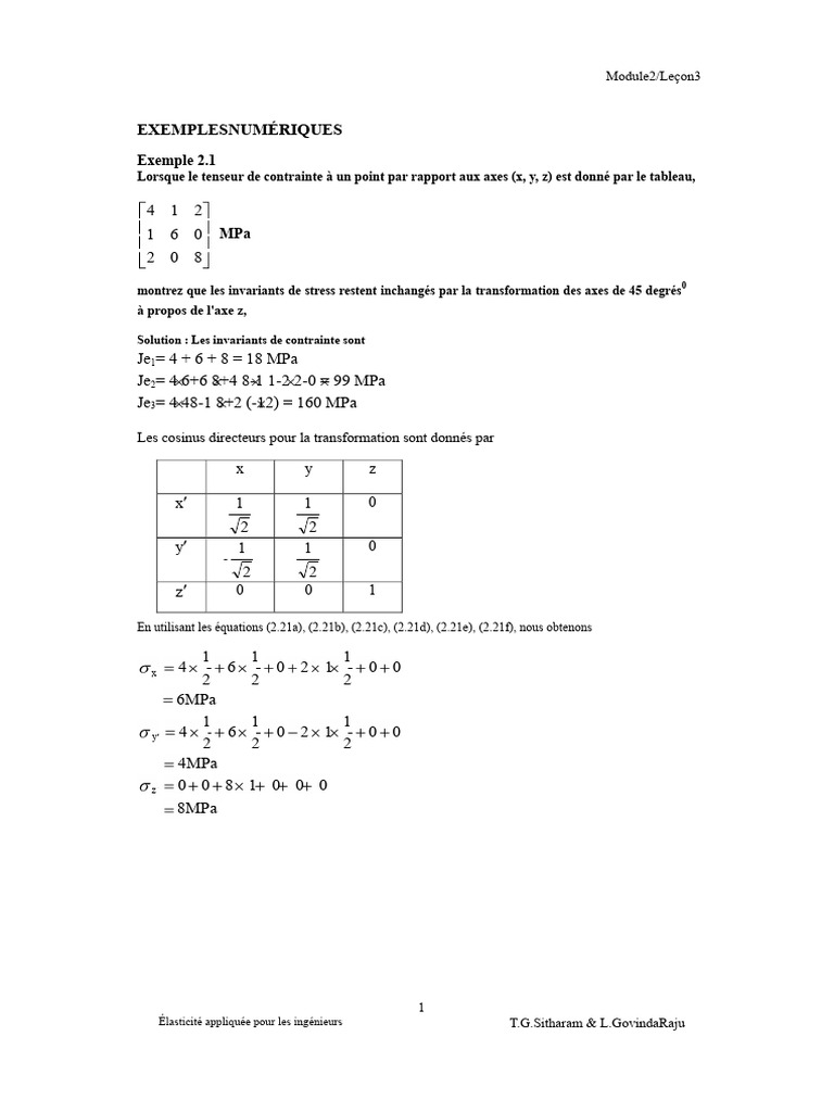 Invariants de contrainte et transformations | PDF | Contrainte de ...