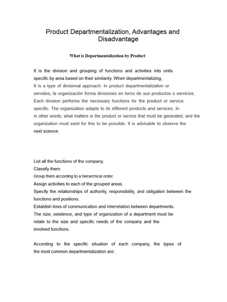 Product Departmentalization Overview | PDF | Organizational Structure ...