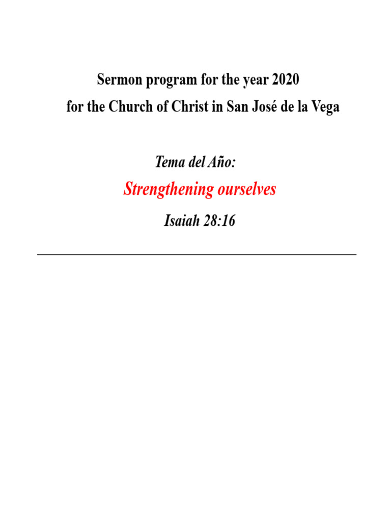 2020 Sermon Program for Church of Christ | PDF | Jesus | Gospel Of Matthew