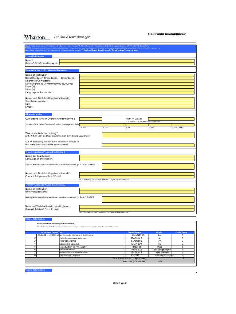 Kopie Des Transkript Vorlage | PDF