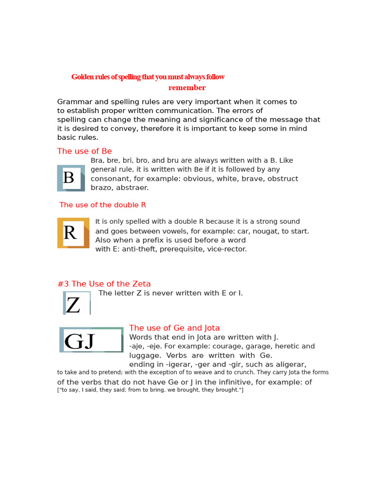 Golden Rules of Spelling That You Should Always Remember | PDF ...