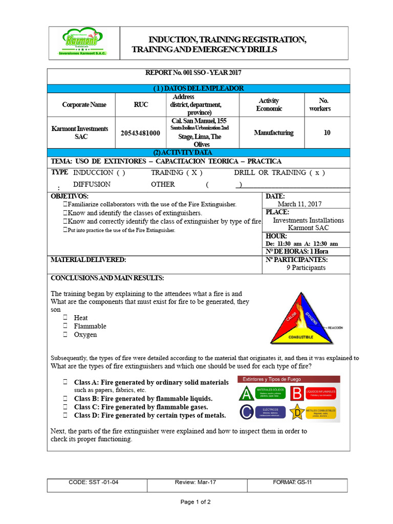 Fire Extinguisher Training Report 2017 | PDF | Safety