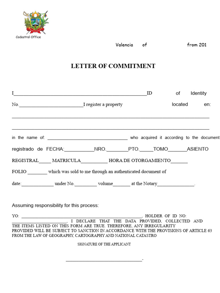 Property Registration Commitment Letter | PDF