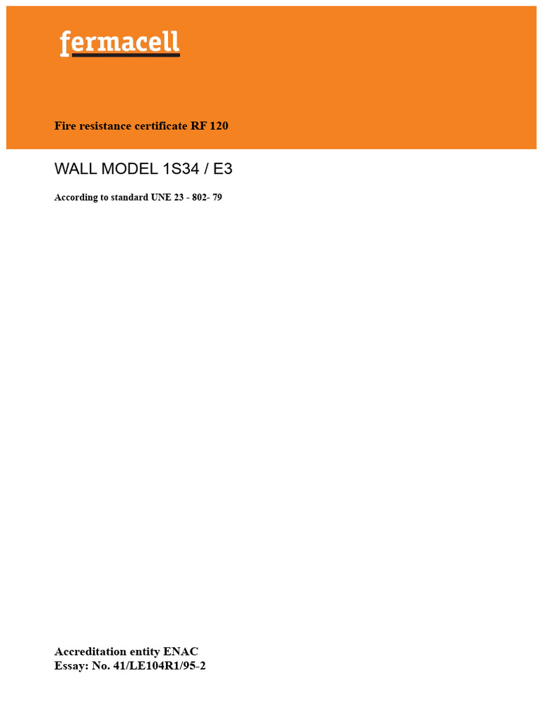 Fire Resistance Certificate RF 120 1S34 E3 | PDF