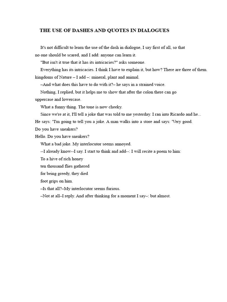 Using Dashes and Quotes in Dialogue | PDF