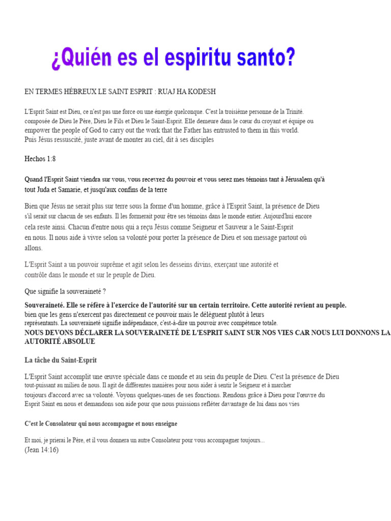 Qui est l'Esprit Saint | PDF | Jésus | Dieu