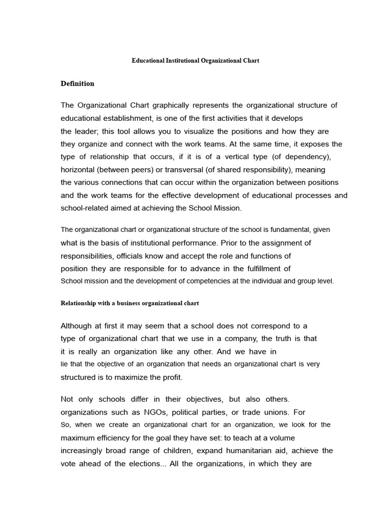 Educational Institutional Organizational Chart | PDF