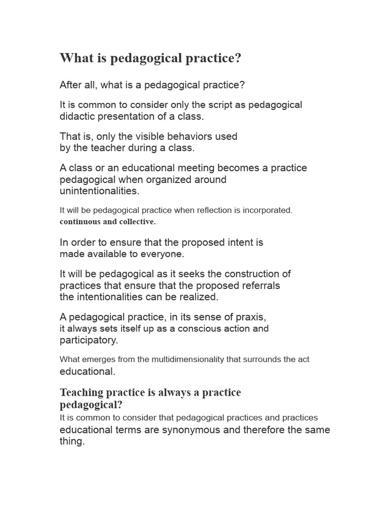 Understanding Pedagogical Practice | PDF | Pedagogy | Teachers
