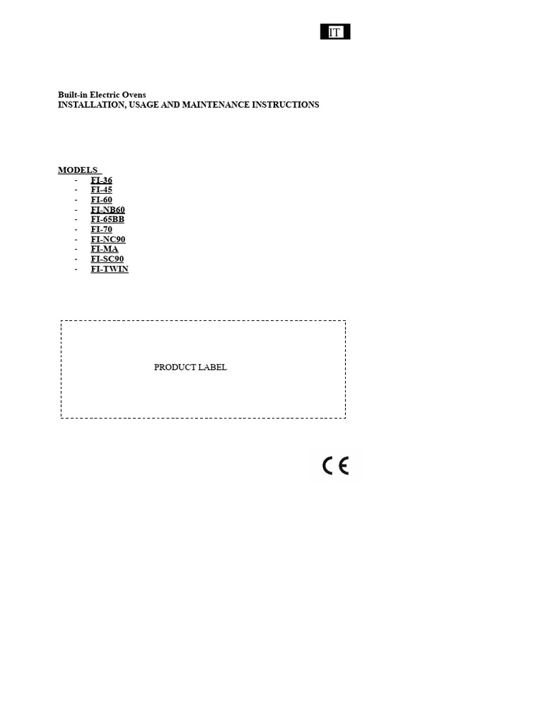 Electric Oven Installation & User Guide | PDF | Grilling | Electrical ...