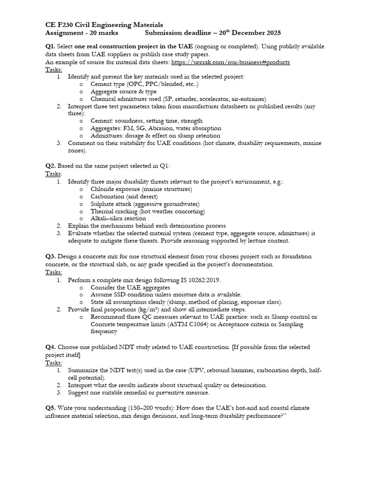 Assignment | PDF | Concrete | Cement