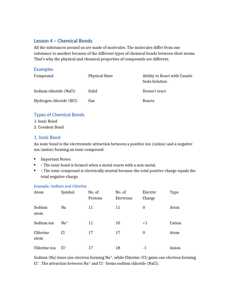Understanding Chemical Bonds: Ionic vs Covalent | PDF | Ion | Chemical Bond