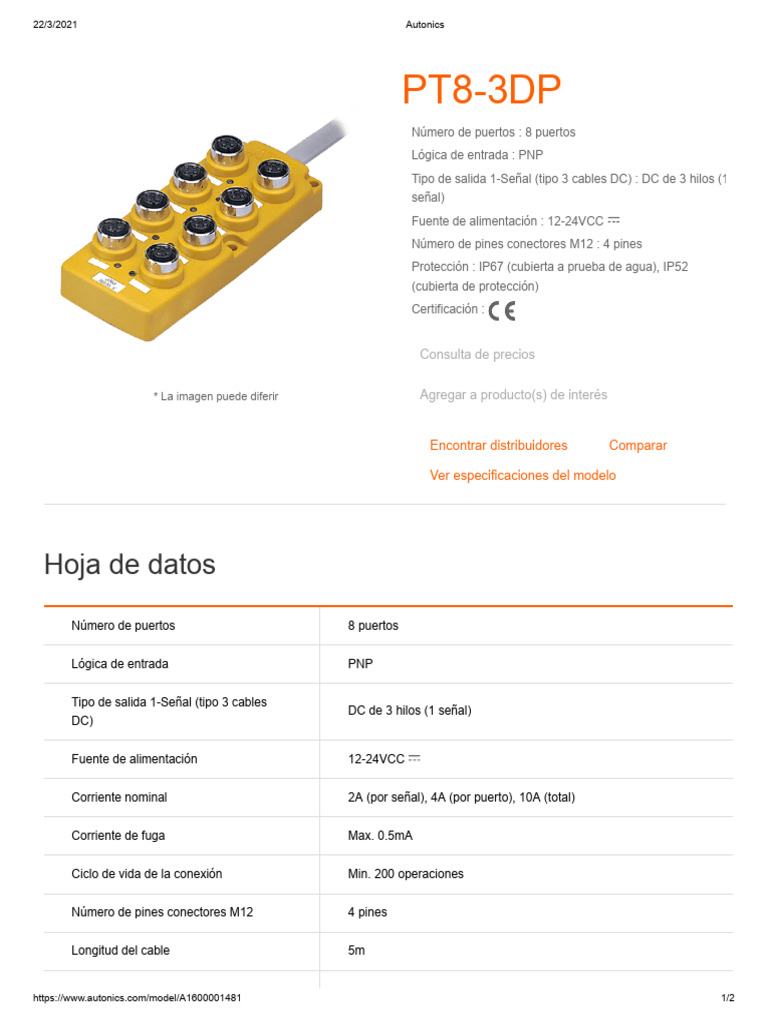 Autonics PT8-3DP | PDF | Ingenieria Eléctrica | Electricidad