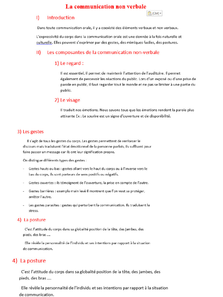 La Communication Non Verbal | PDF