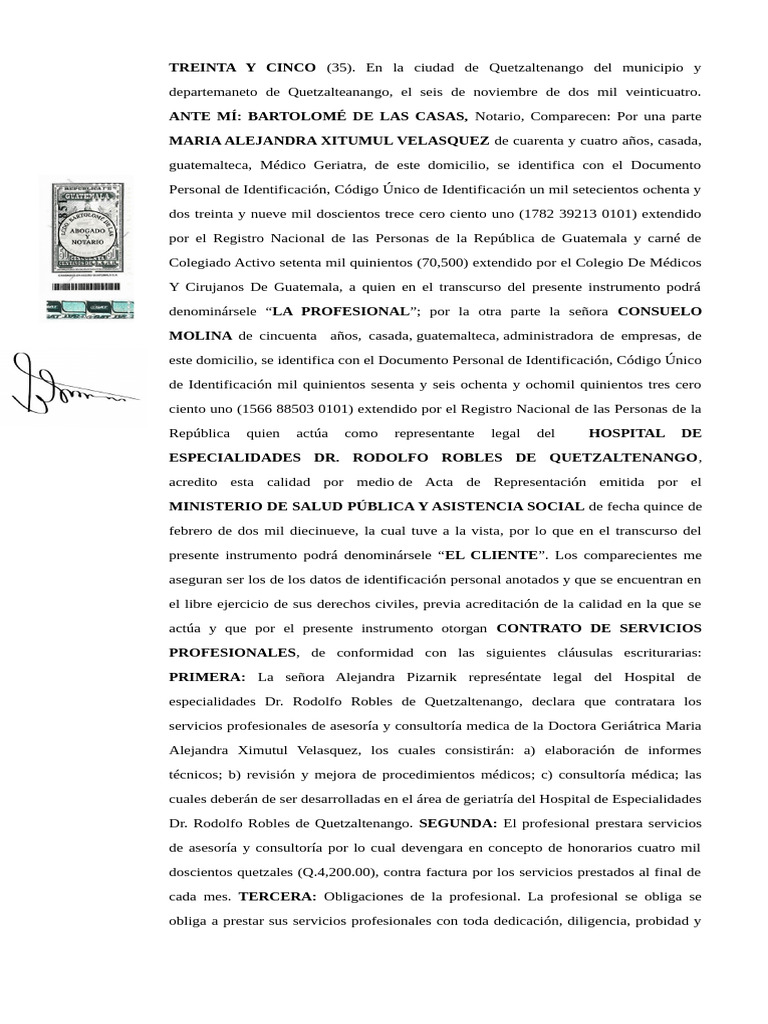 Contrato Servicios Profesionales | PDF | Guatemala