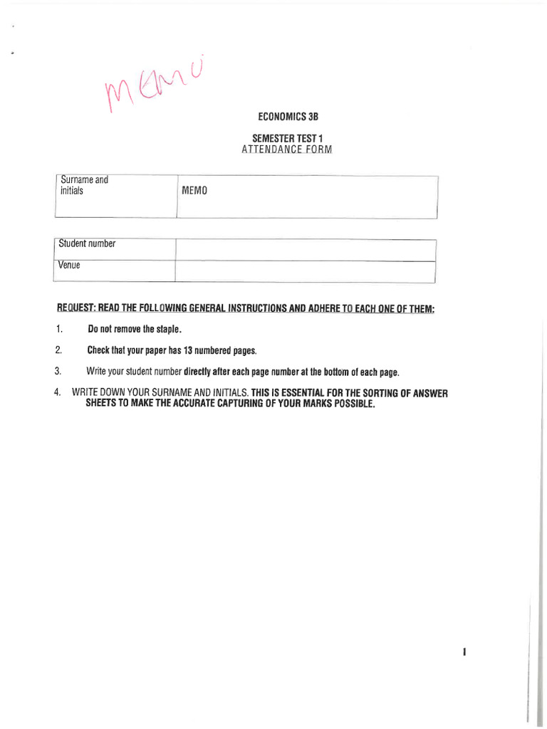 Test 1 Memo | PDF