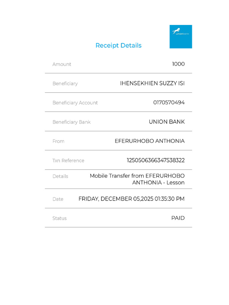 UnionMobile Receipt | PDF
