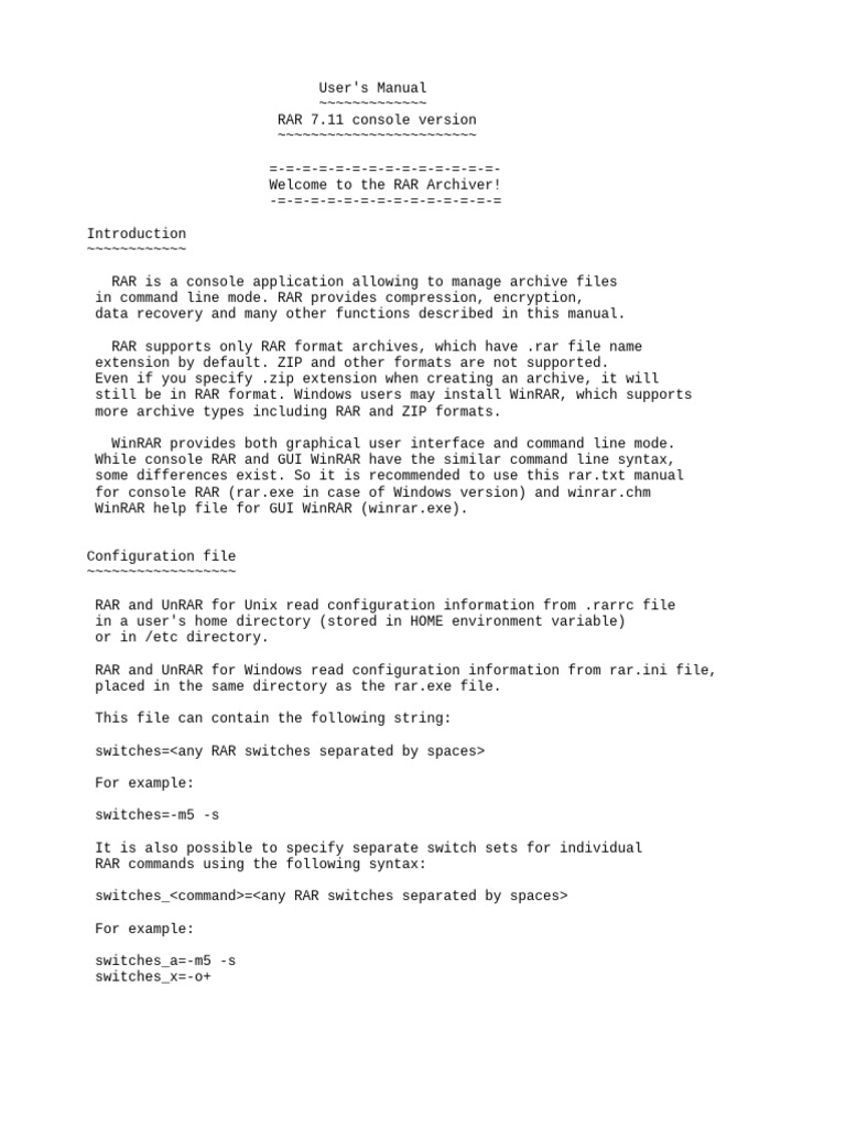 Rar | PDF | Command Line Interface | Computer File