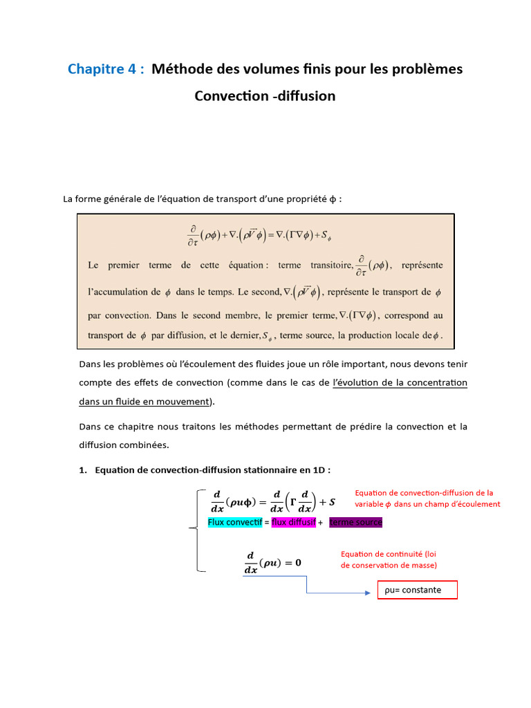 Méthodes de Convection-Diffusion en 1D | PDF | Mécanique des milieux ...