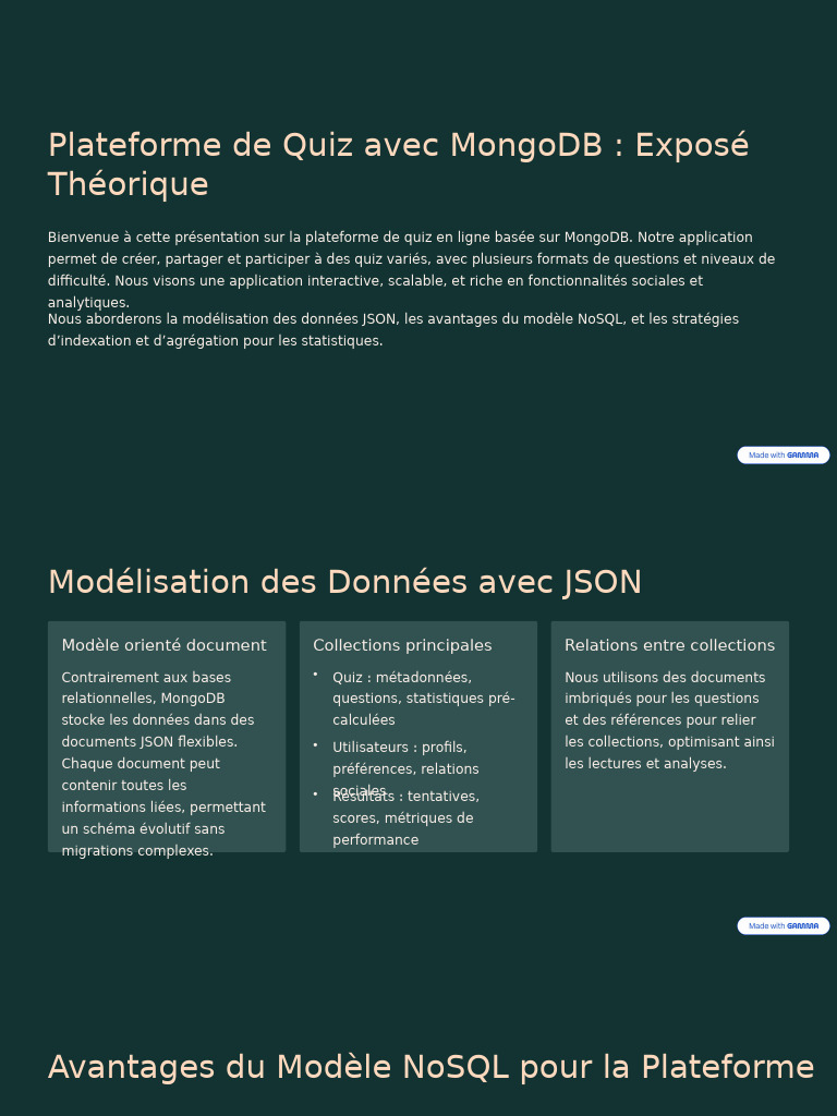 Plateforme de Quiz avec MongoDB | PDF | MongoDB | NoSQL