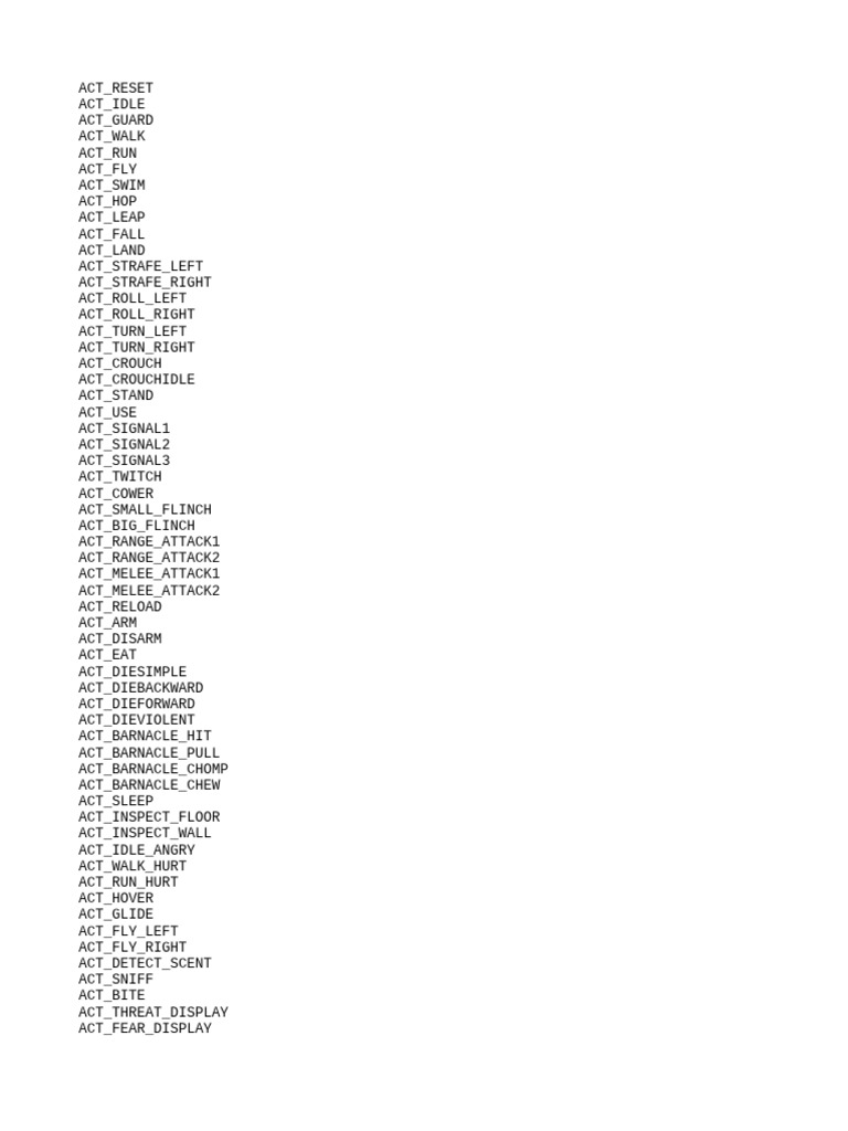 Comprehensive List of Character Actions | PDF