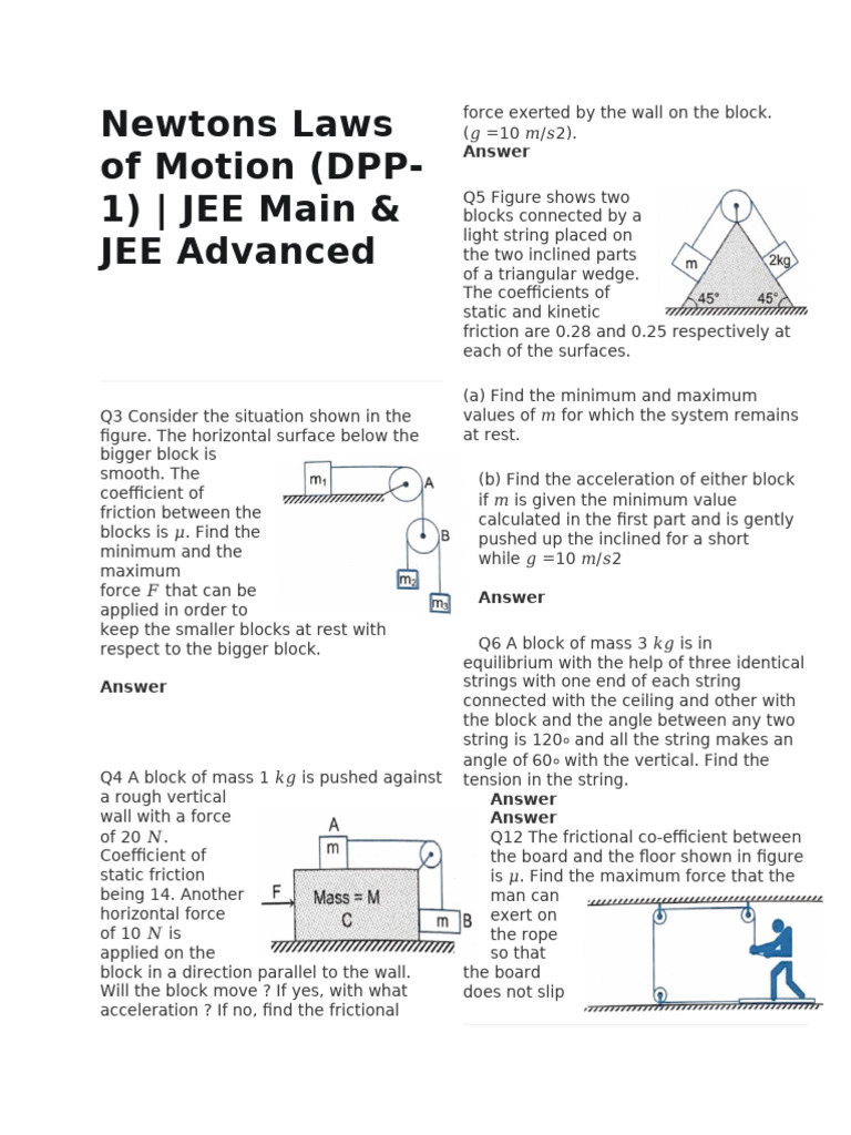 Newtons Laws of Motion Subcrib 2 | PDF | Force | Friction