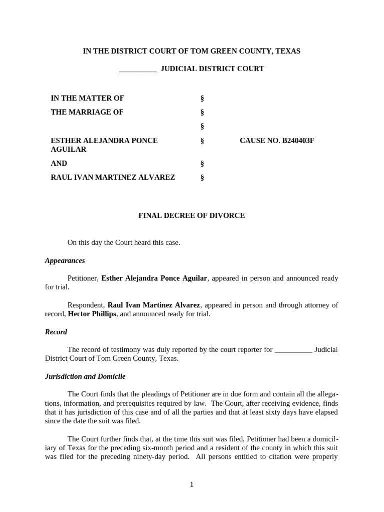 Final Decree of Divorce | PDF | Pension | 401(K)