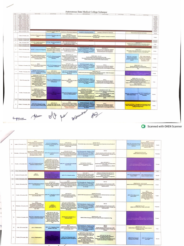 Annual Time Table MBBS 2024 25 Batch | PDF