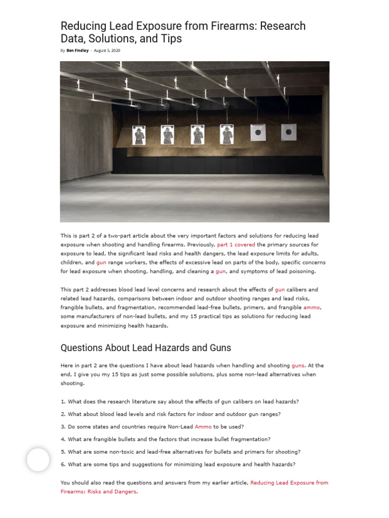 PART 2 Reducing Lead Exposure From Firearms - Research Data, Solutions ...