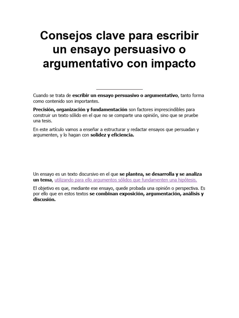 Claves para un ensayo persuasivo eficaz | PDF | Ensayos | Falacia