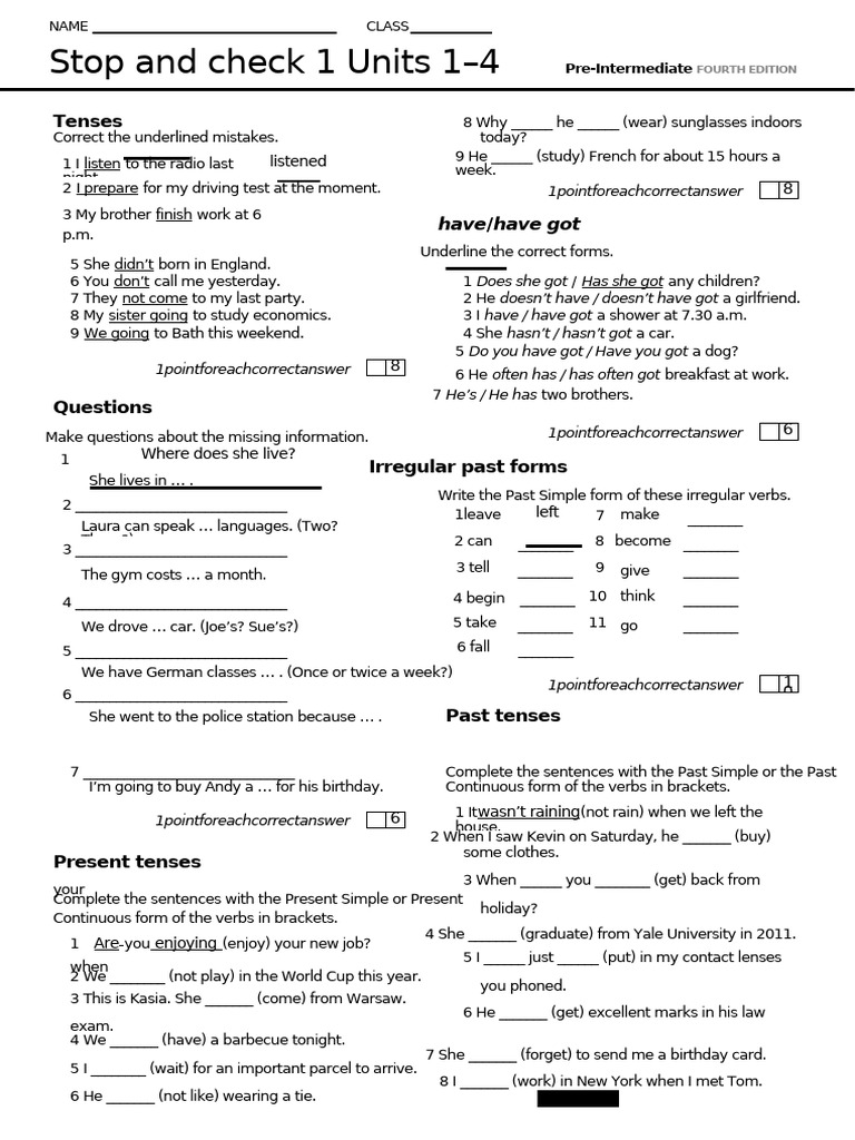Hwy Pre Int Stopcheck 1 | PDF | Linguistics | Syntax