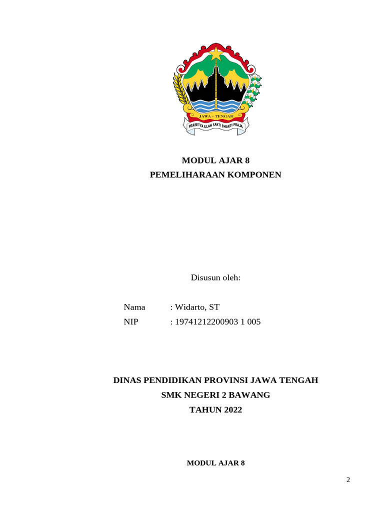 Modul DO8 Pemeliharaan Komponen XTO 2022 Fajar | PDF