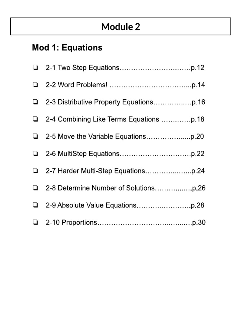 Algebra 1 Mod 2 Notes | PDF