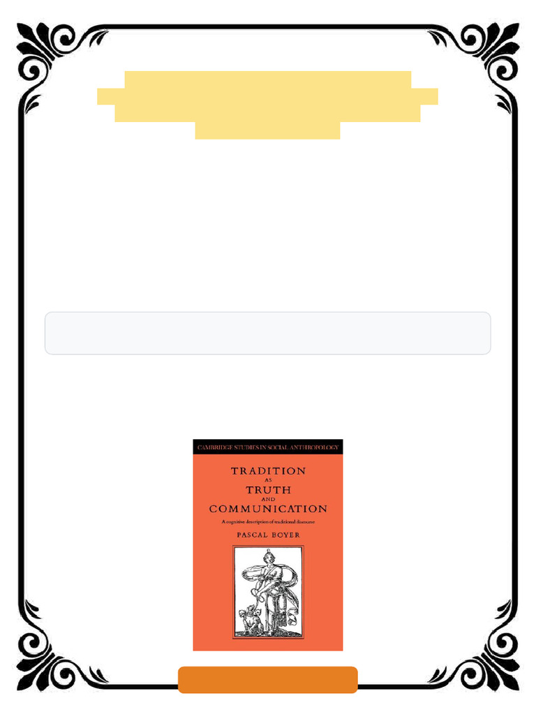 Tradition As Truth and Communication A Cognitive Description of ...