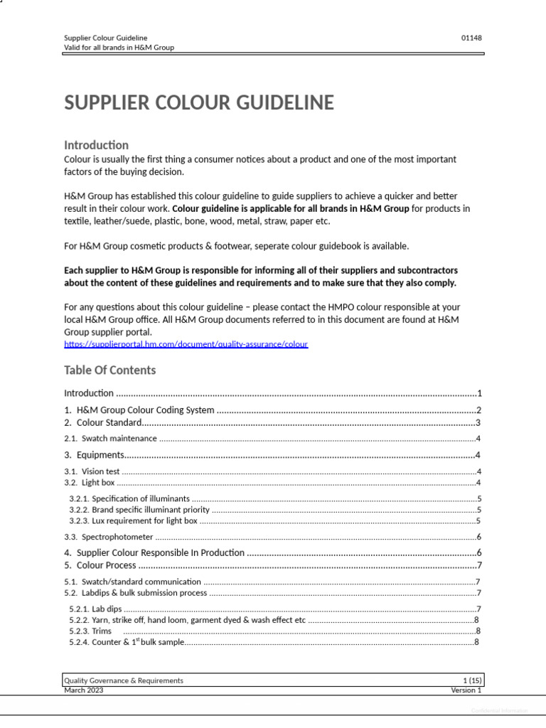 H&M Supplier Colour Guidelines | PDF | Dyeing | Knitting