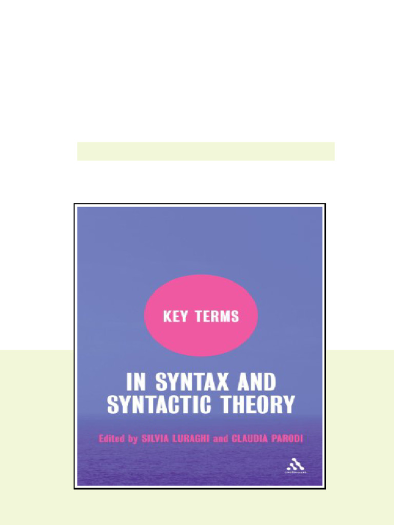 Key Terms In Syntax And Syntactic Theory Silvia Luraghi Claudia Parodi ...