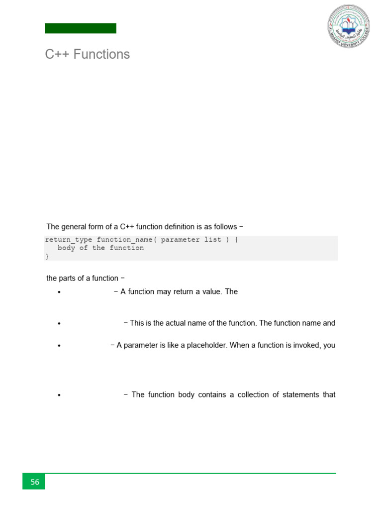 Understanding C++ Functions Basics | PDF | Parameter (Computer ...