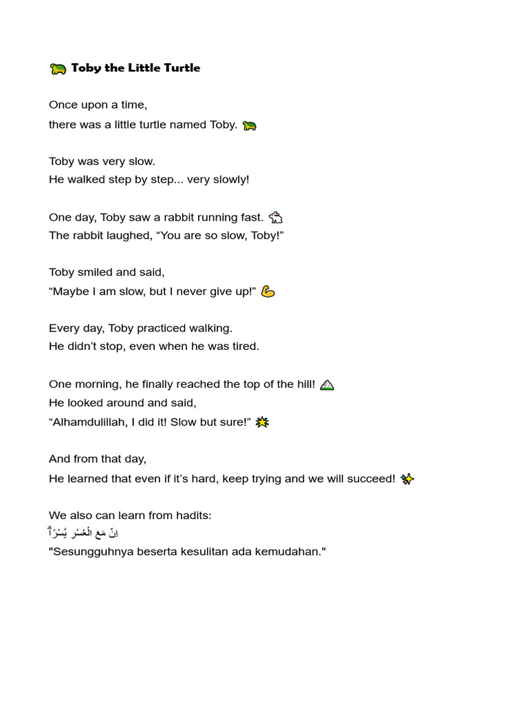 Story Telling Text For Grade 1 | PDF